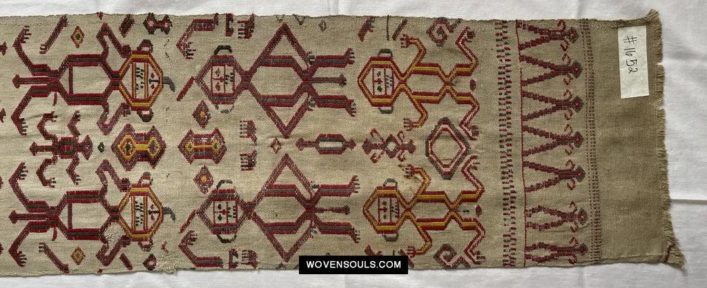 1652 Antique Iban Pua Kumbu Sungkit Textile with Human Figures