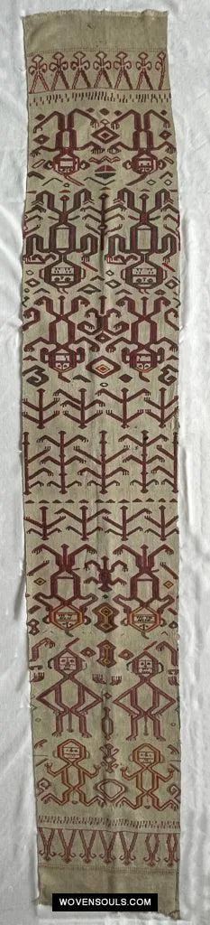 1652 Antique Iban Pua Kumbu Sungkit Textile with Human Figures