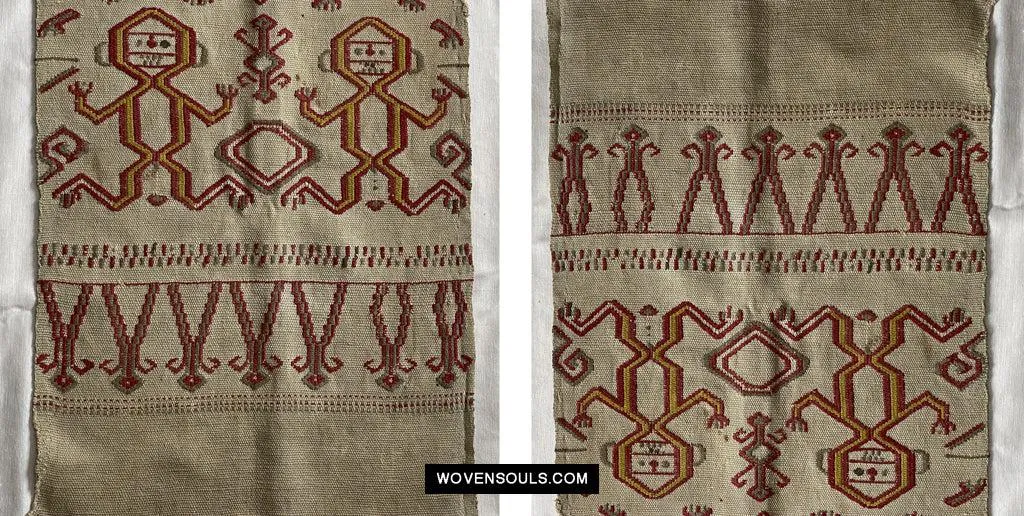 1652 Antique Iban Pua Kumbu Sungkit Textile with Human Figures