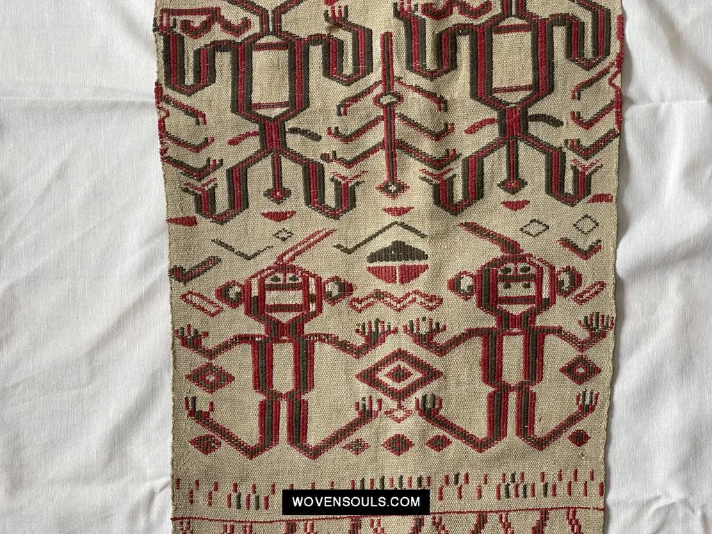 1652 Antique Iban Pua Kumbu Sungkit Textile with Human Figures