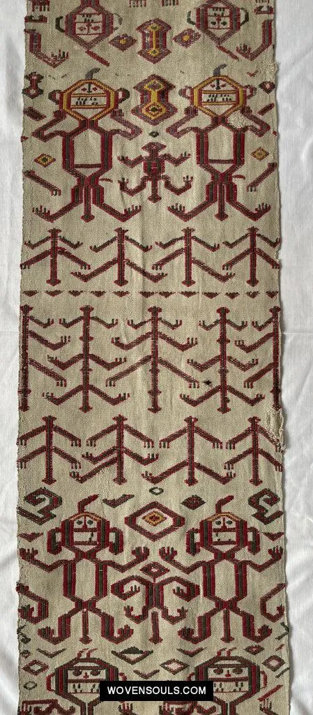 1652 Antique Iban Pua Kumbu Sungkit Textile with Human Figures