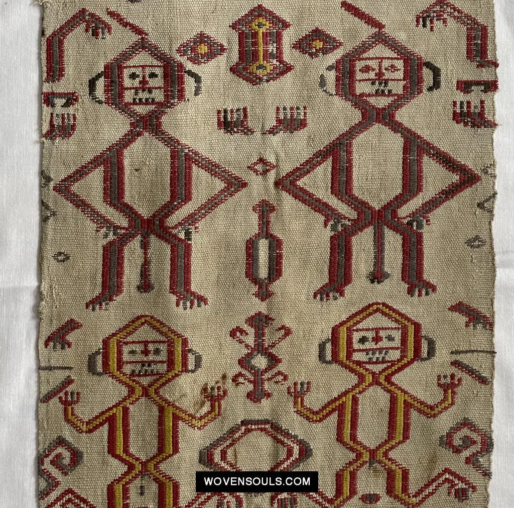 1652 Antique Iban Pua Kumbu Sungkit Textile with Human Figures