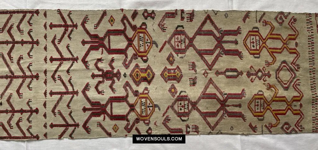 1652 Antique Iban Pua Kumbu Sungkit Textile with Human Figures