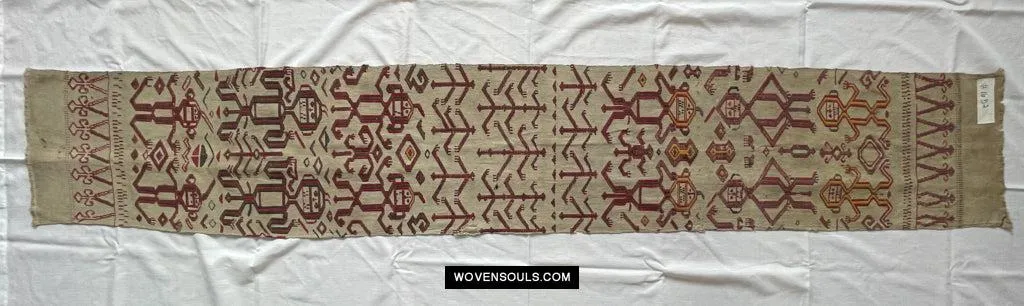 1652 Antique Iban Pua Kumbu Sungkit Textile with Human Figures