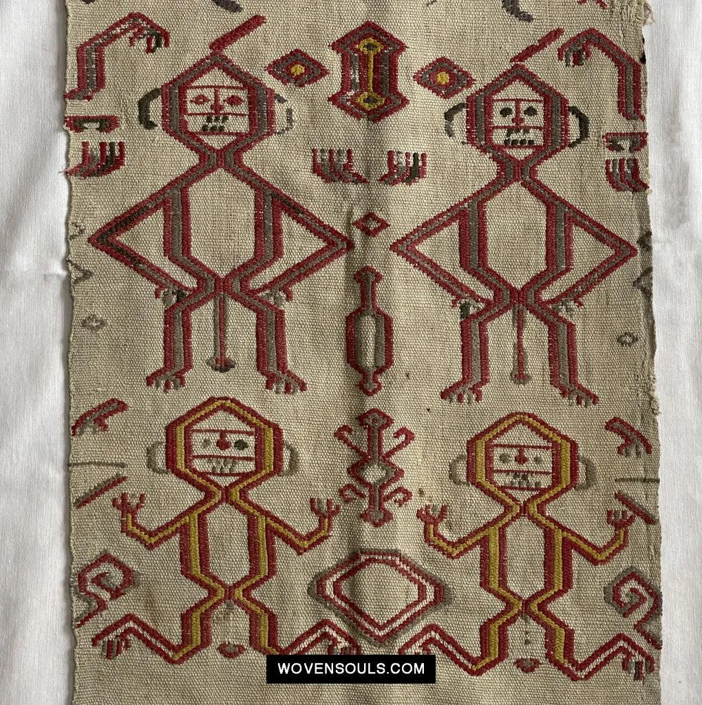 1652 Antique Iban Pua Kumbu Sungkit Textile with Human Figures