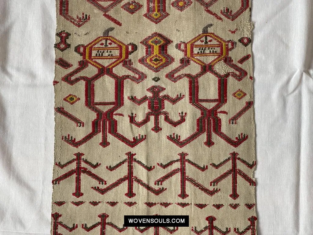 1652 Antique Iban Pua Kumbu Sungkit Textile with Human Figures