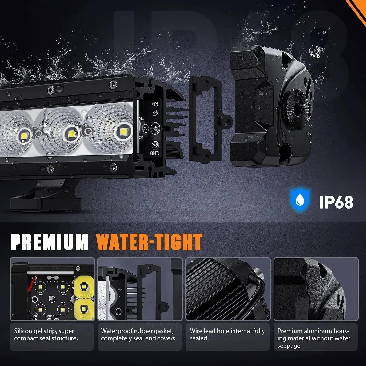 30 inch 120W 14400LM Slim Built-in EMC Osram P8/5W Chips Spot Flood Led Light Bar