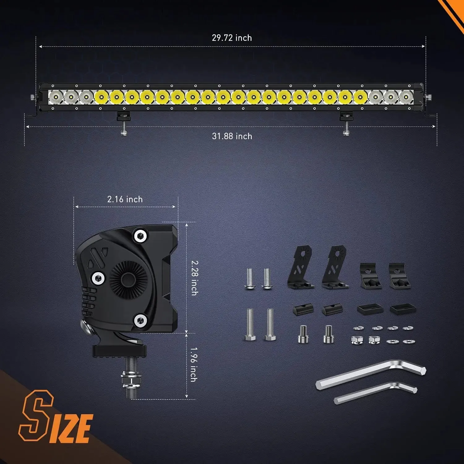 30 inch 120W 14400LM Slim Built-in EMC Osram P8/5W Chips Spot Flood Led Light Bar