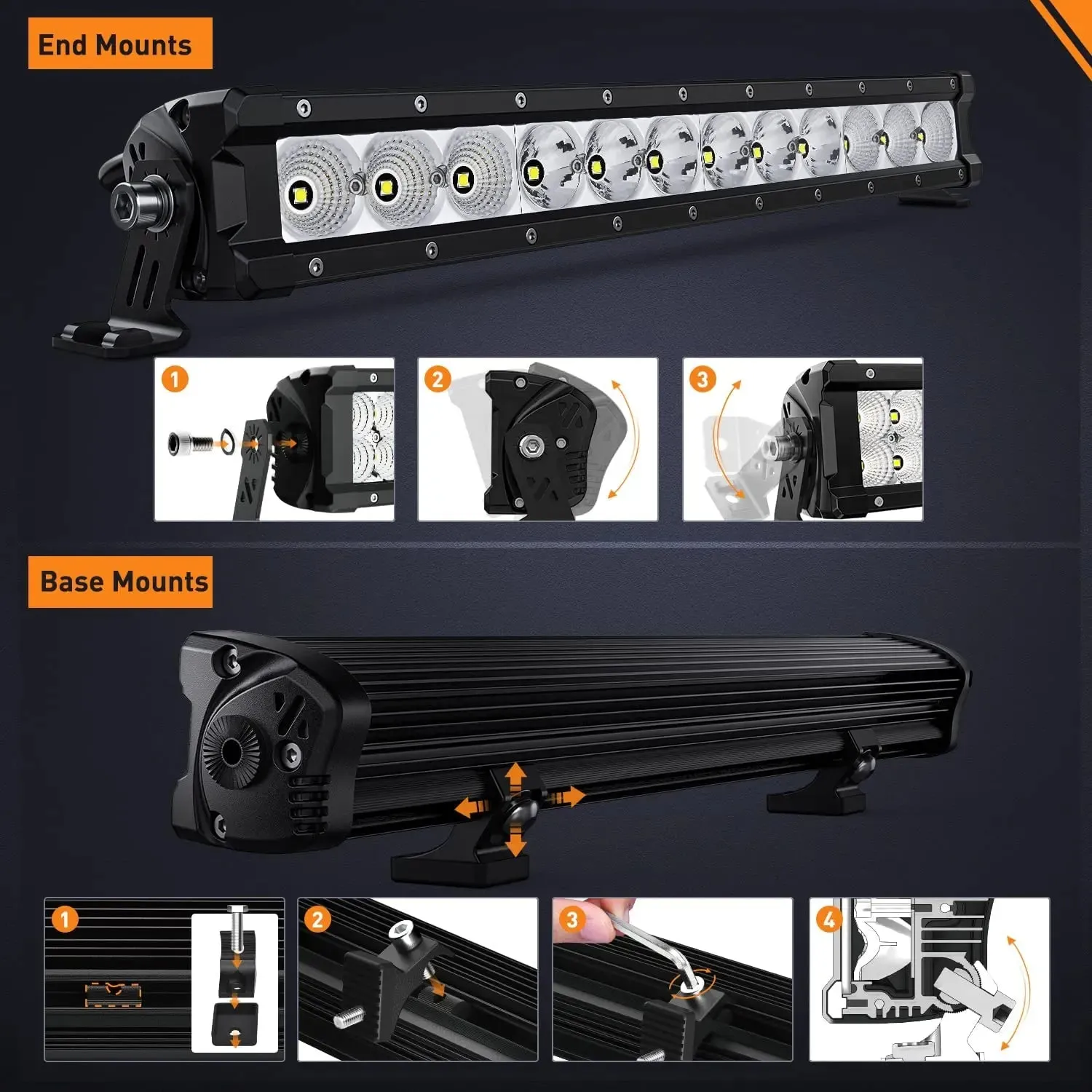 30 inch 120W 14400LM Slim Built-in EMC Osram P8/5W Chips Spot Flood Led Light Bar