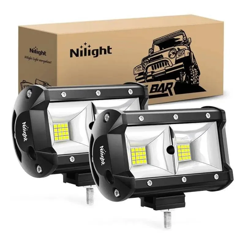 5 Inch 96W 3600LM Quad Row Flood LED Light Bar (Pair)