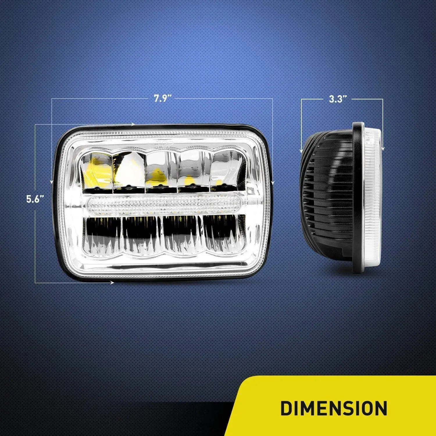 7x6 5x7 45W Hi/Lo DRL LED Headlights Sealed Beam