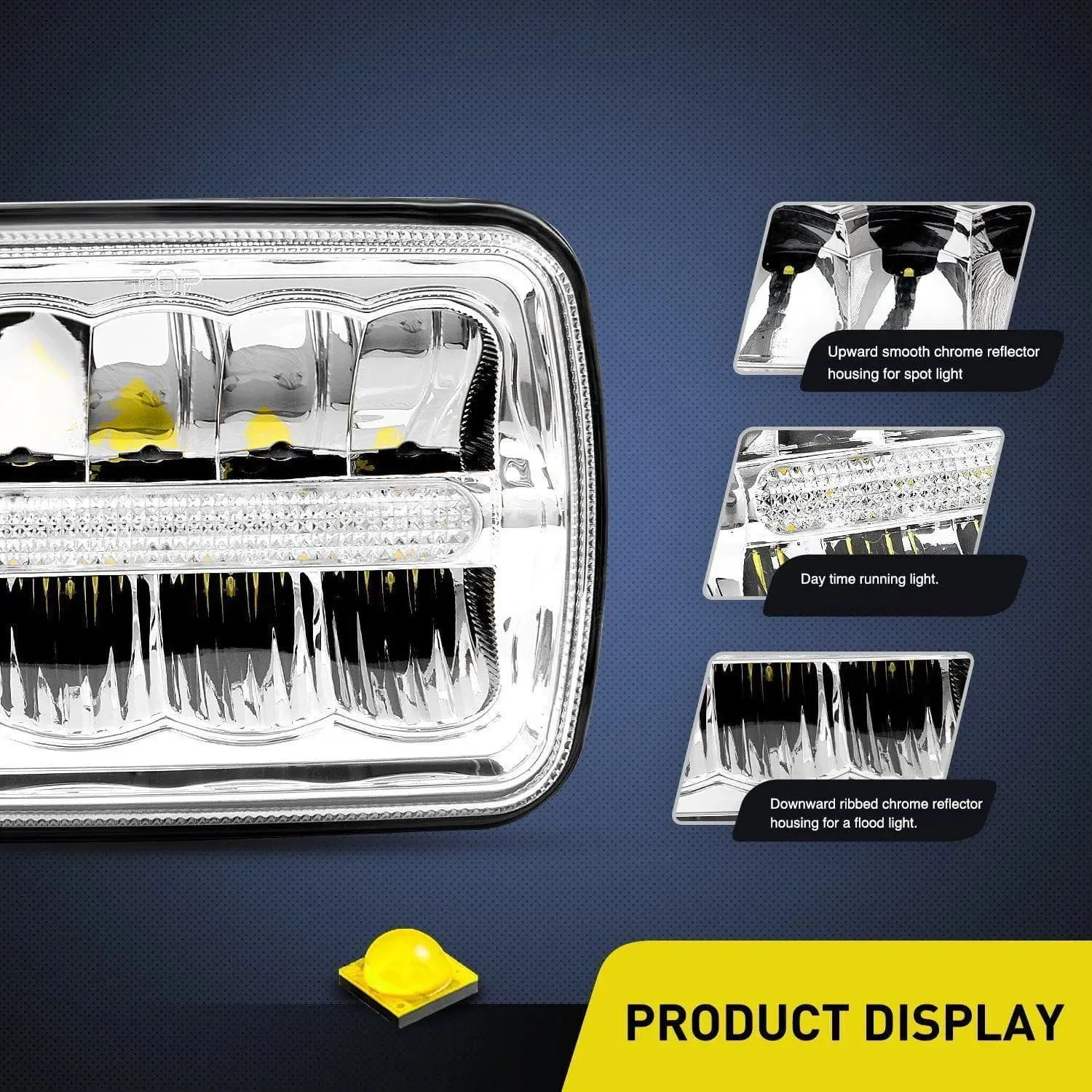 7x6 5x7 45W Hi/Lo DRL LED Headlights Sealed Beam
