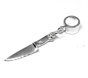 European Style Slider Chef Knife Charm in Sterling Silver