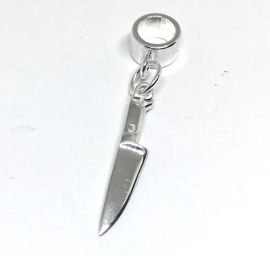 European Style Slider Chef Knife Charm in Sterling Silver