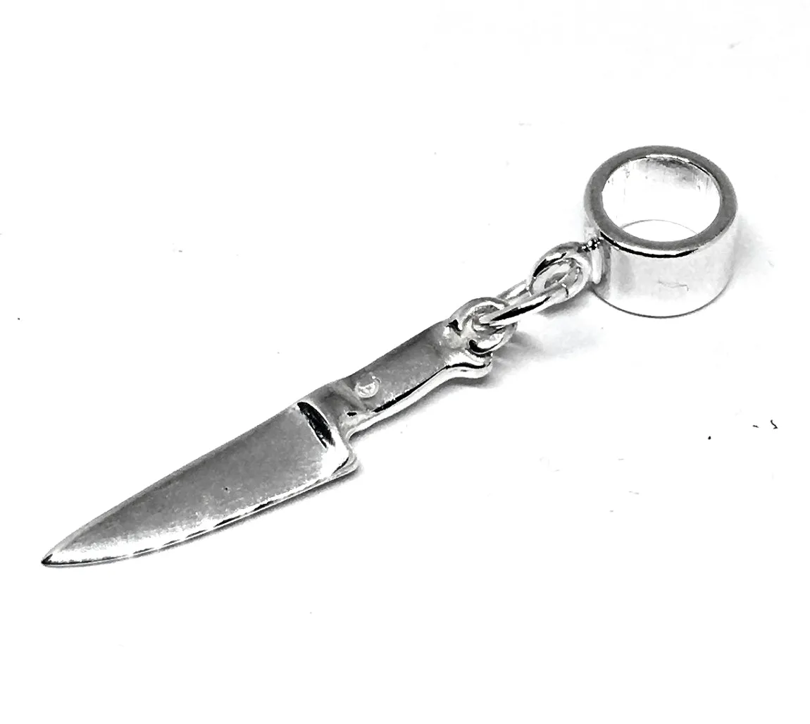European Style Slider Chef Knife Charm in Sterling Silver