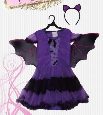 Halloween Costume for Kids Girls Dress with Wings Headband - Upto 45% OFF
