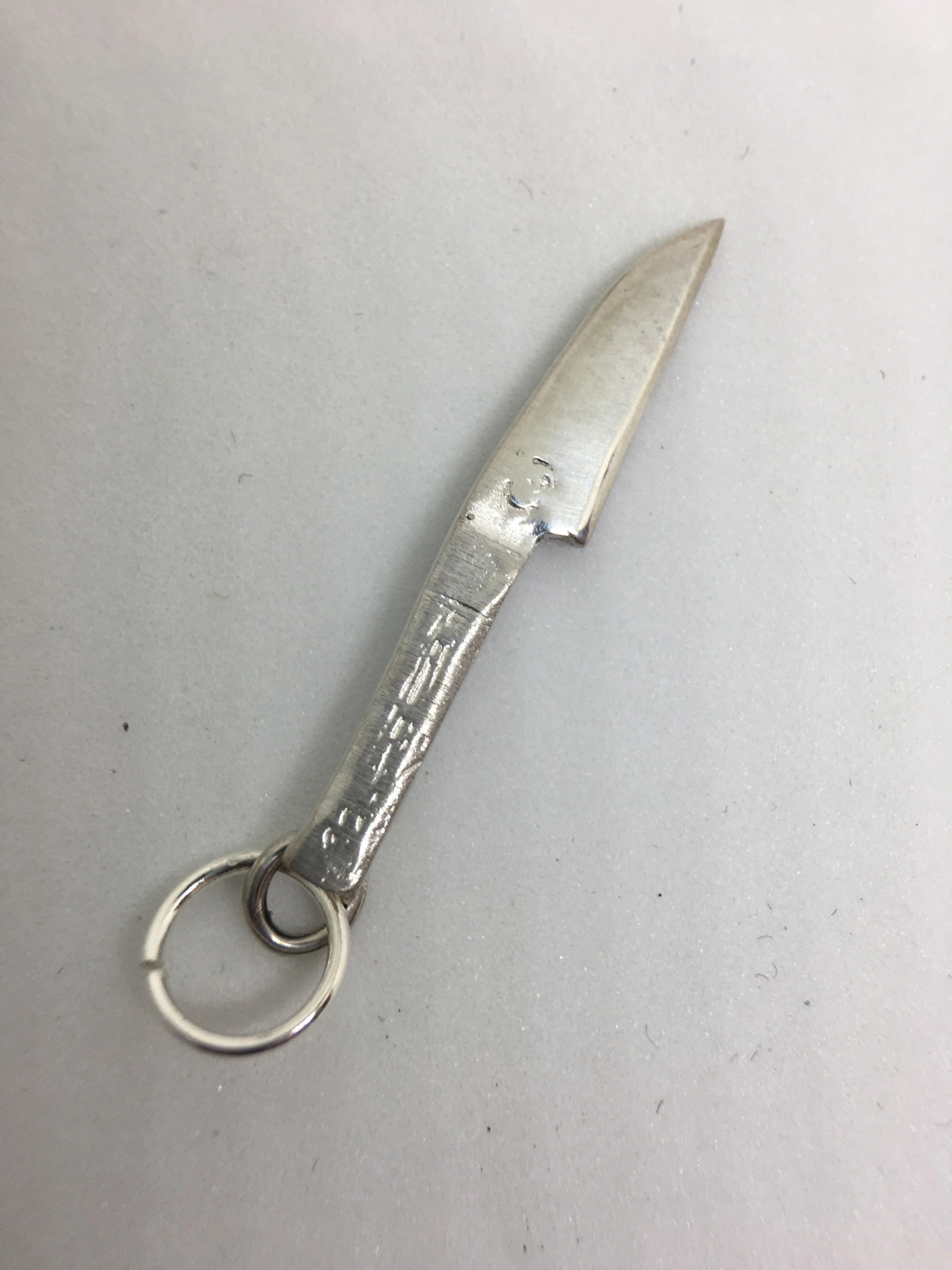Japanese Sushi Knife Pendant Charm in Sterling Silver