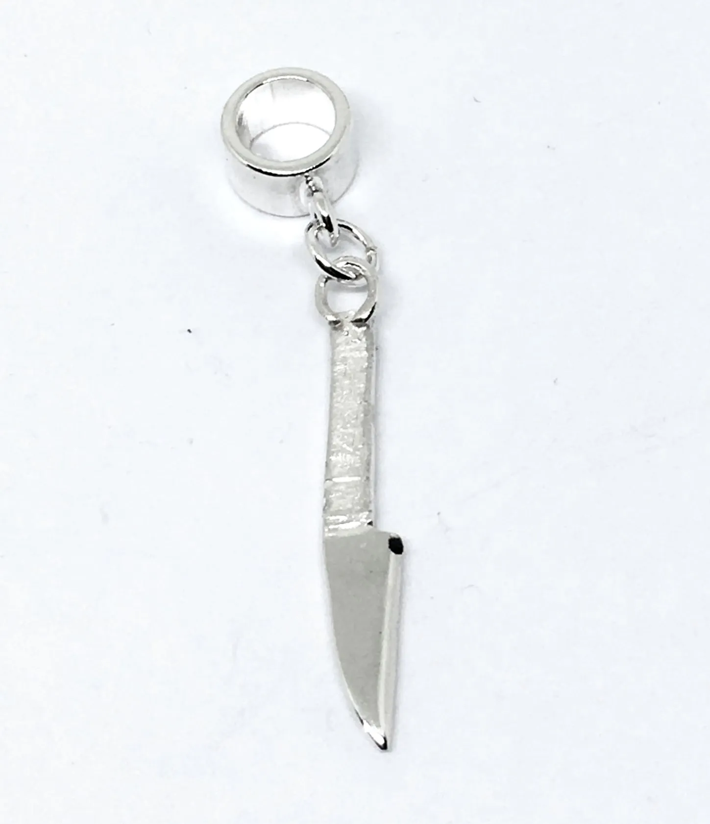 Japanese Sushi Knife Pendant Charm in Sterling Silver