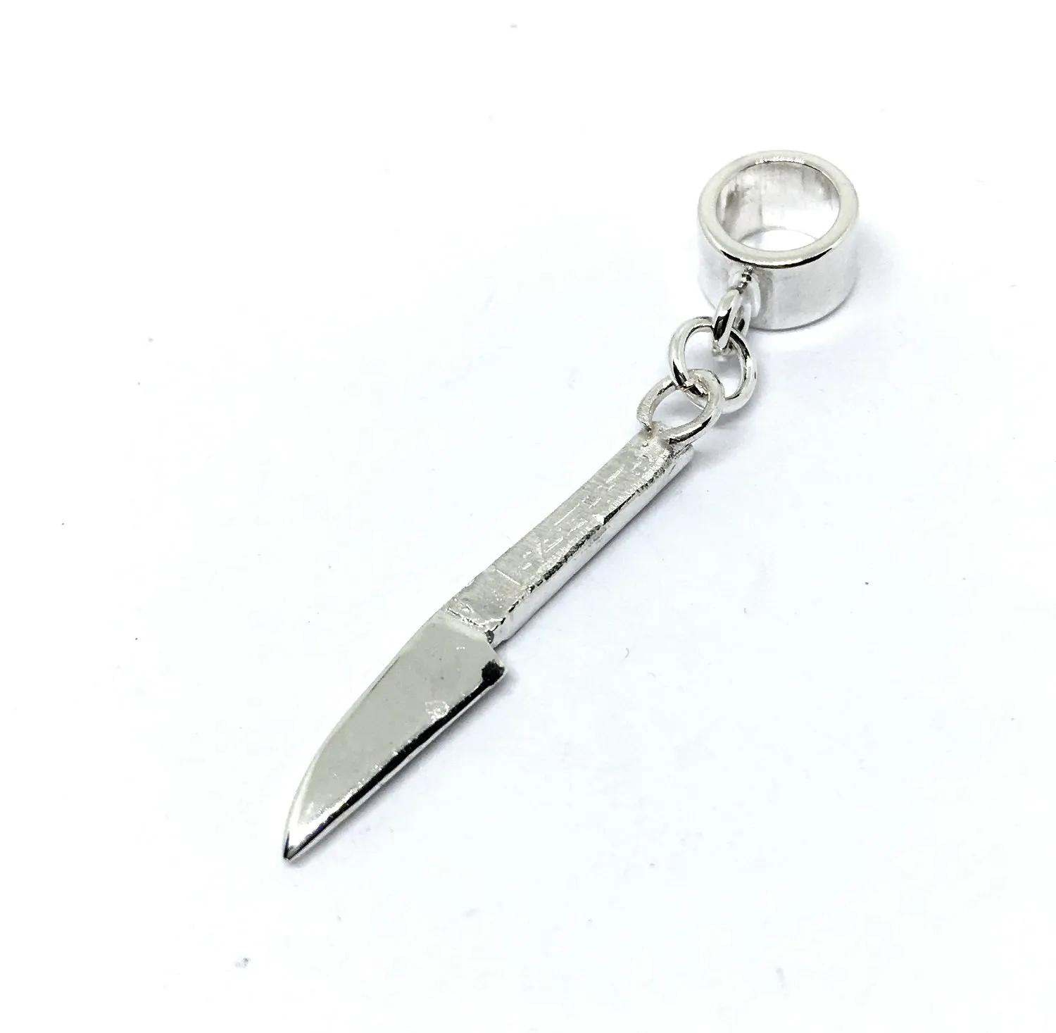 Japanese Sushi Knife Pendant Charm in Sterling Silver