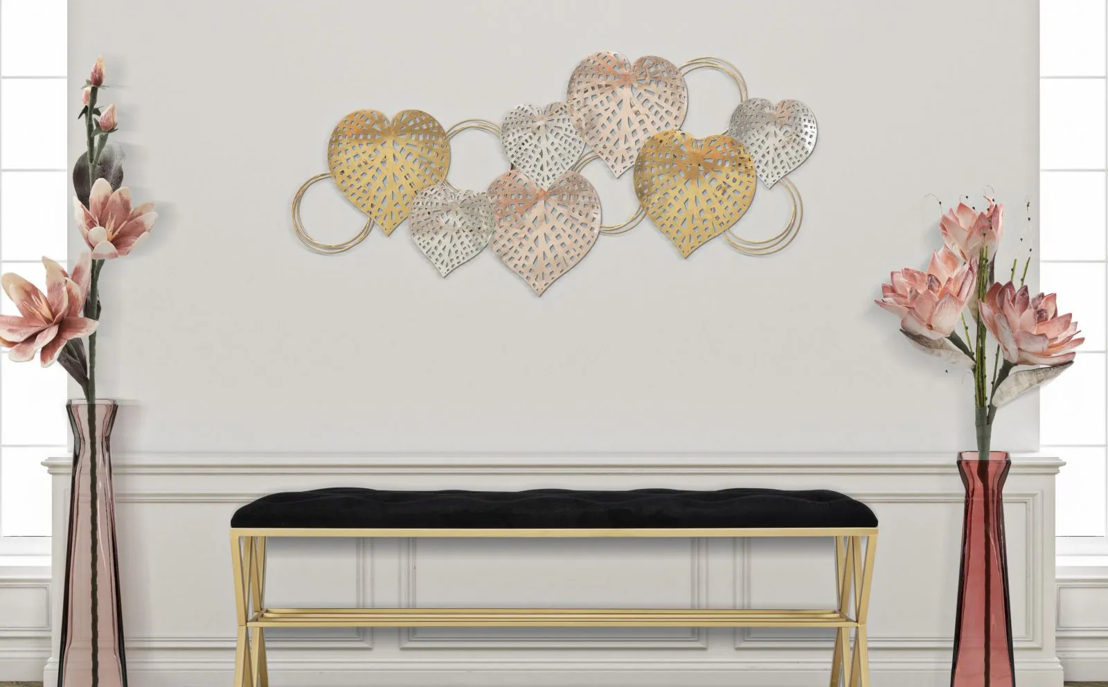 Metallic Hearts Wall Decor
