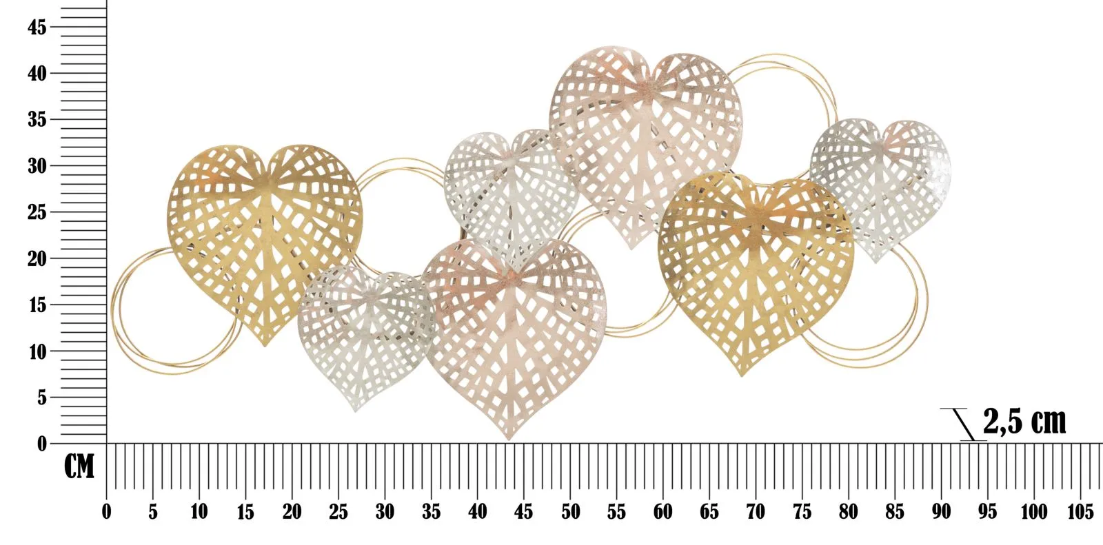 Metallic Hearts Wall Decor