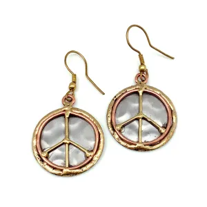 Mixed Metal Earrings - Peace