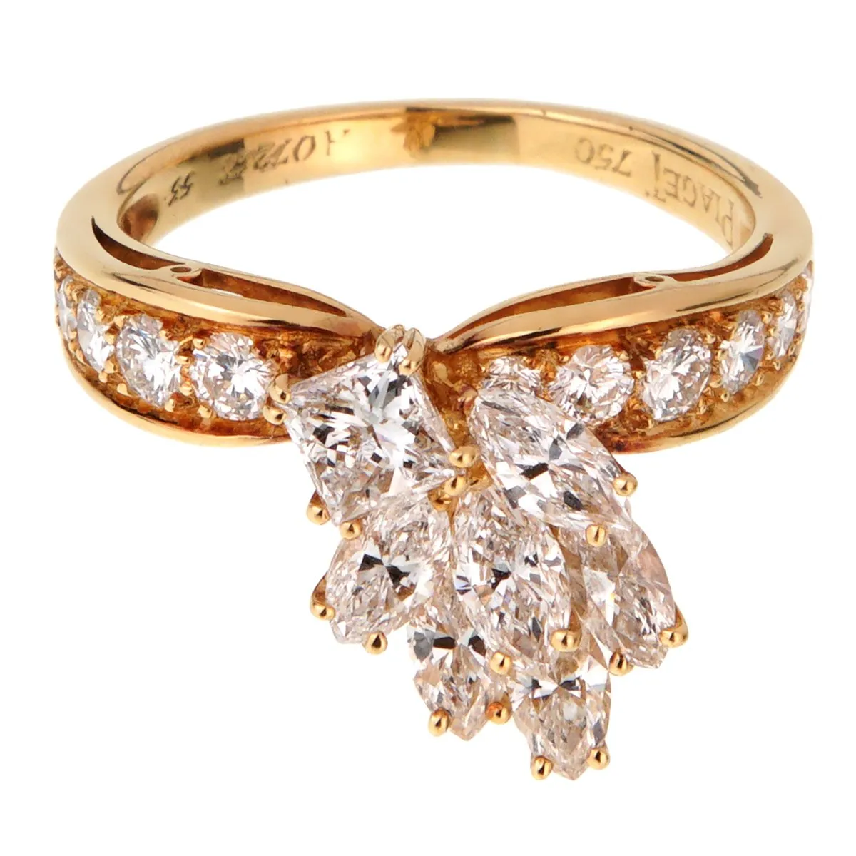 Piaget Vintage Cocktail Diamond Gold Ring Sz 6 1/2