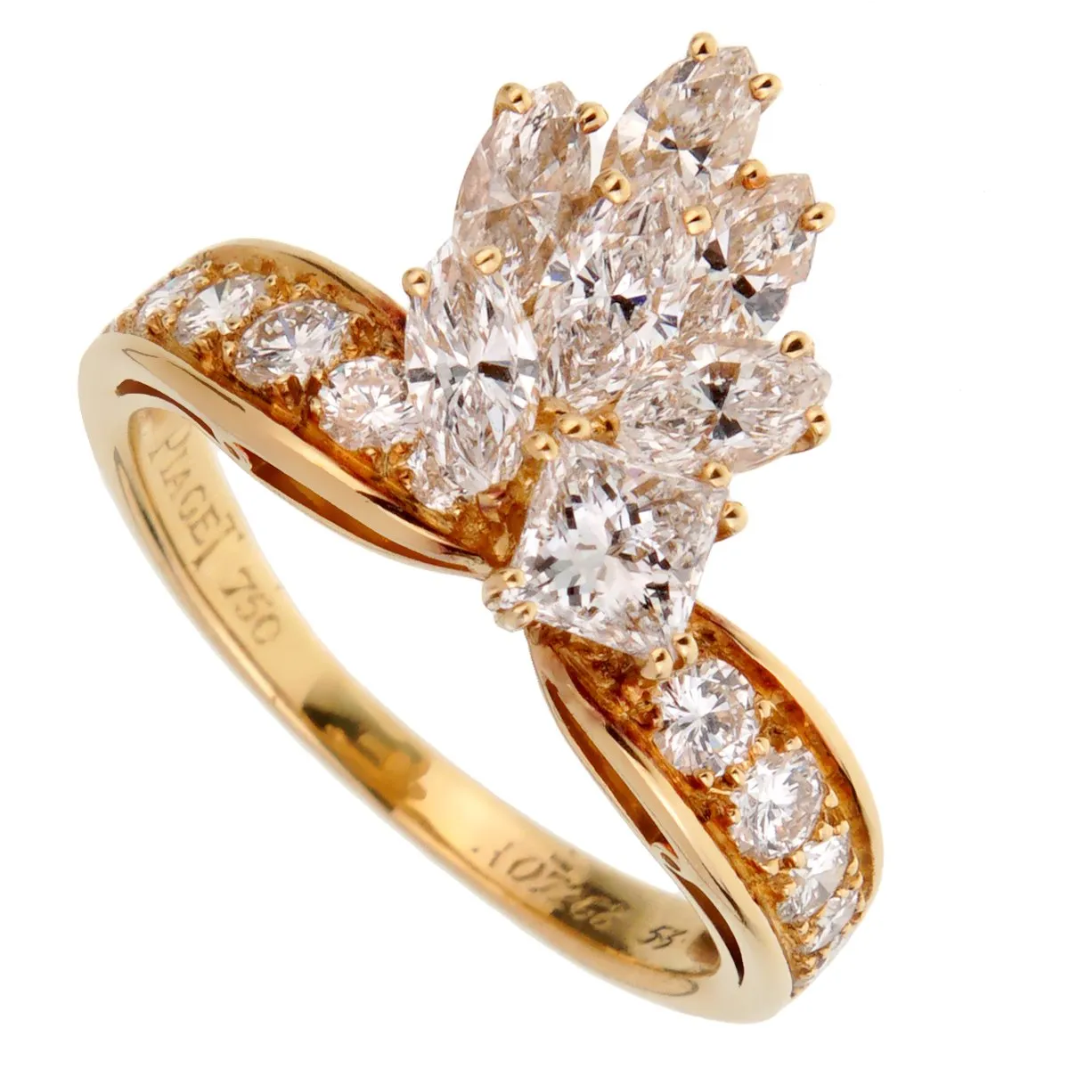 Piaget Vintage Cocktail Diamond Gold Ring Sz 6 1/2