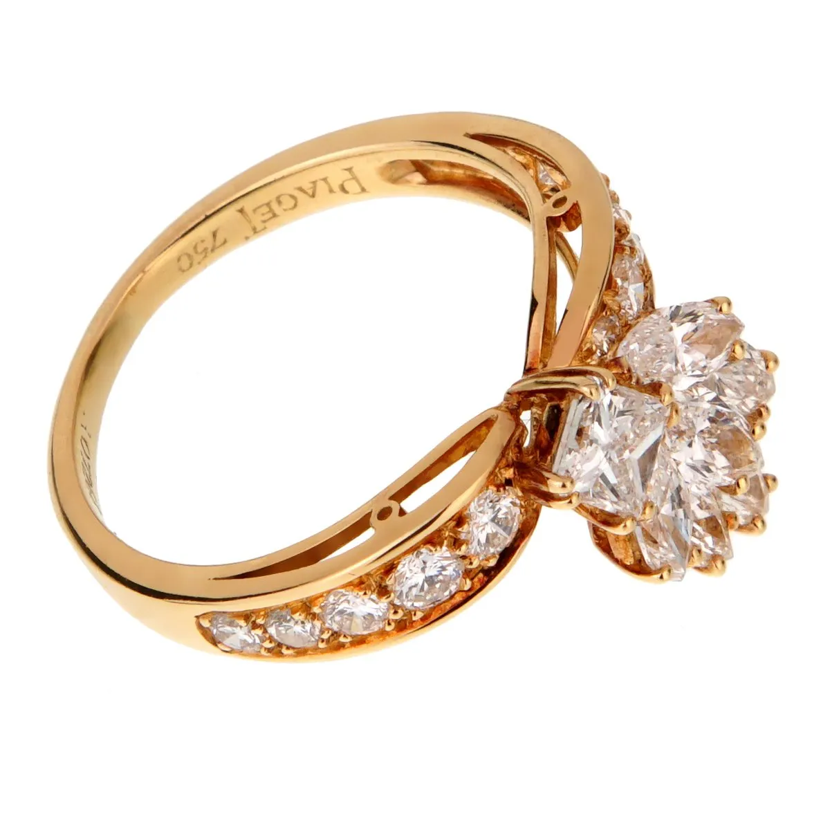 Piaget Vintage Cocktail Diamond Gold Ring Sz 6 1/2
