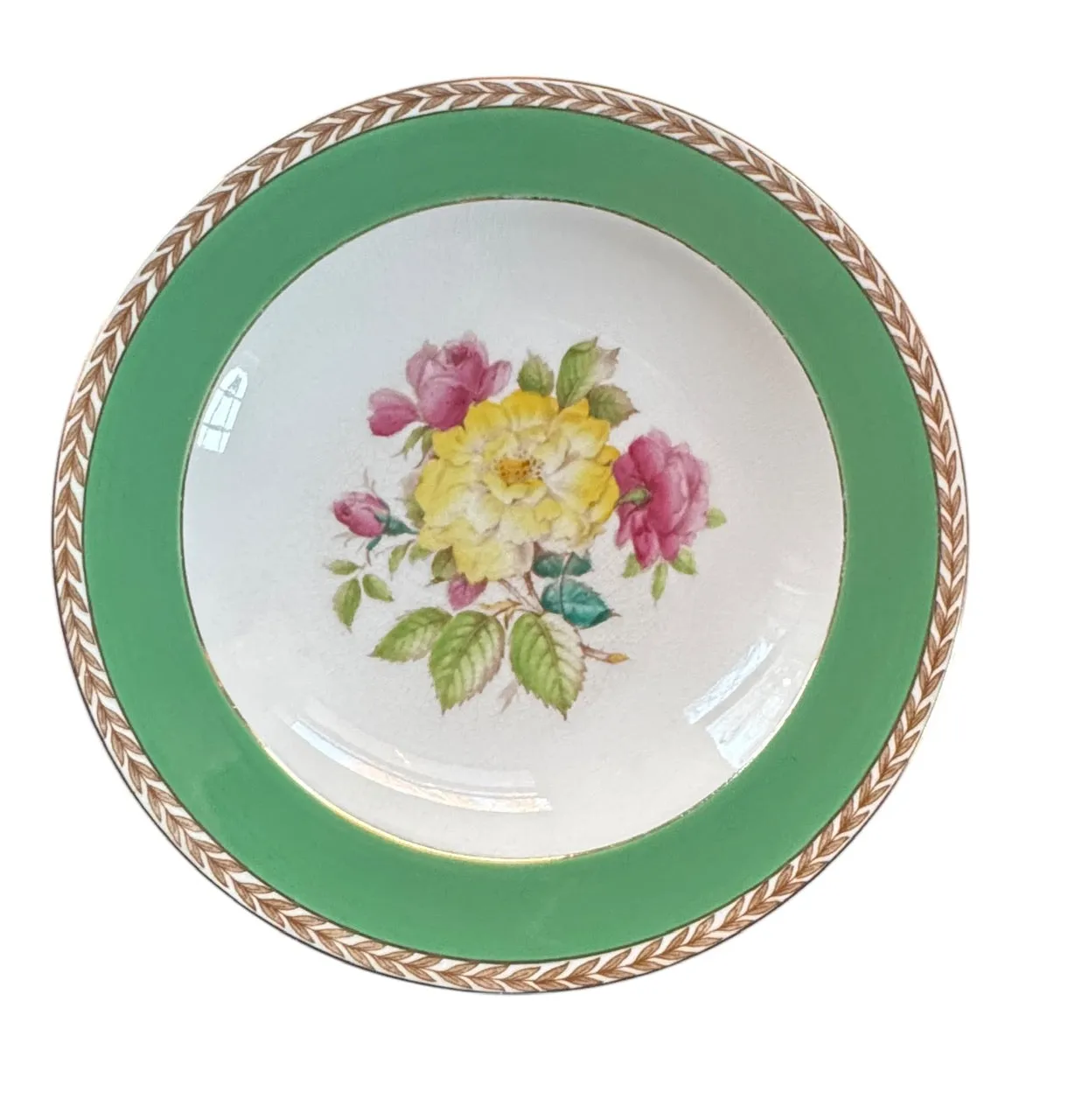 Set 6 Different Antique Hand Painted Flower Transferware Plates English Cottage