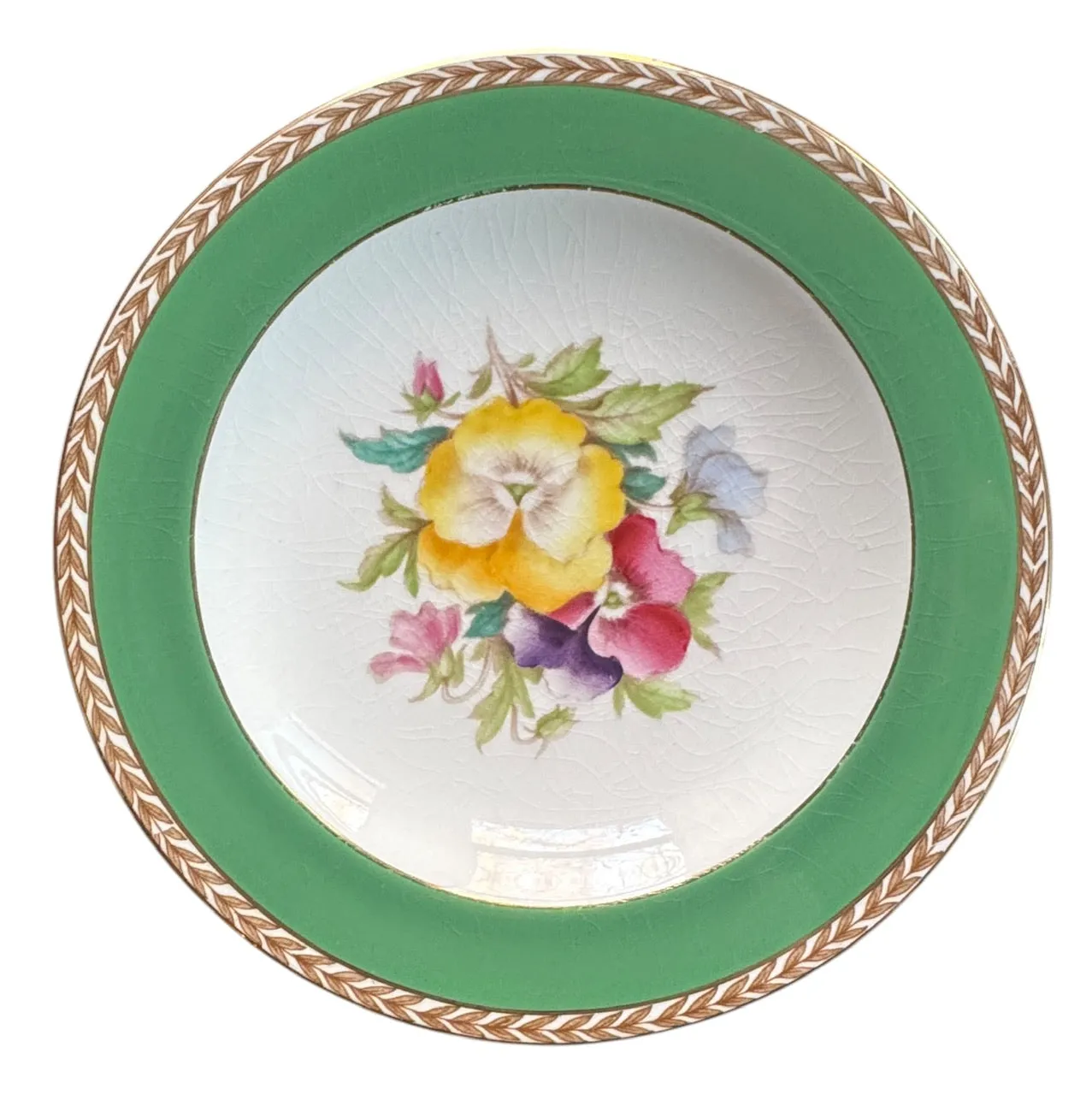Set 6 Different Antique Hand Painted Flower Transferware Plates English Cottage
