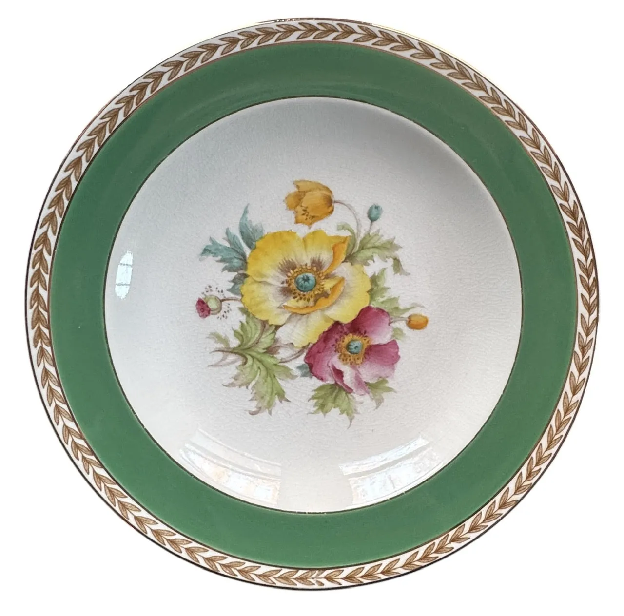 Set 6 Different Antique Hand Painted Flower Transferware Plates English Cottage