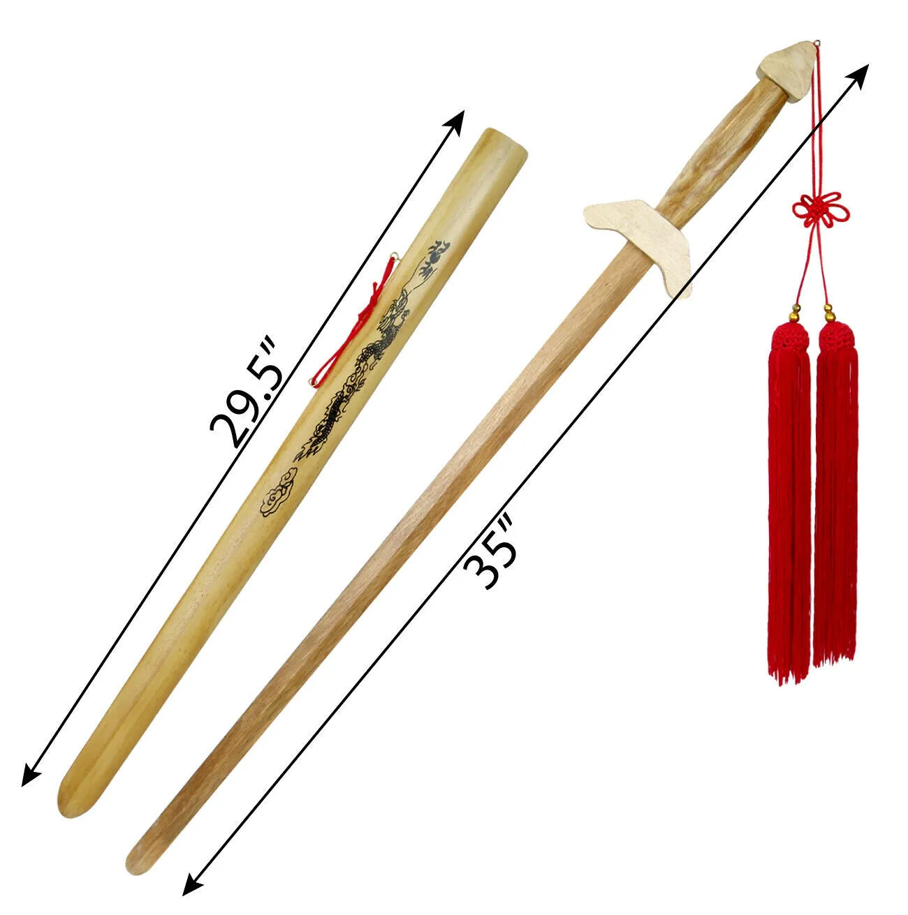 Sword, Wood Taichi, Natural with Scabbard, 35"