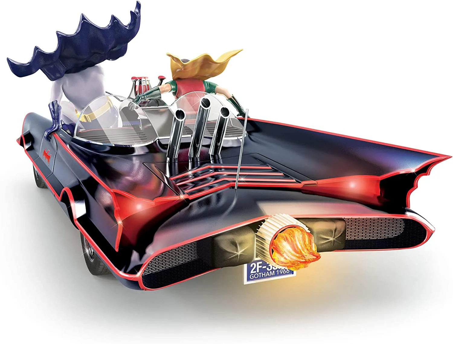 The Bradford Exchange Batman and Robin Classic TV Series Handcrafted Batmobile Sculpture With Lights and Music Plays the Shows Theme Song 8.25"-Inches