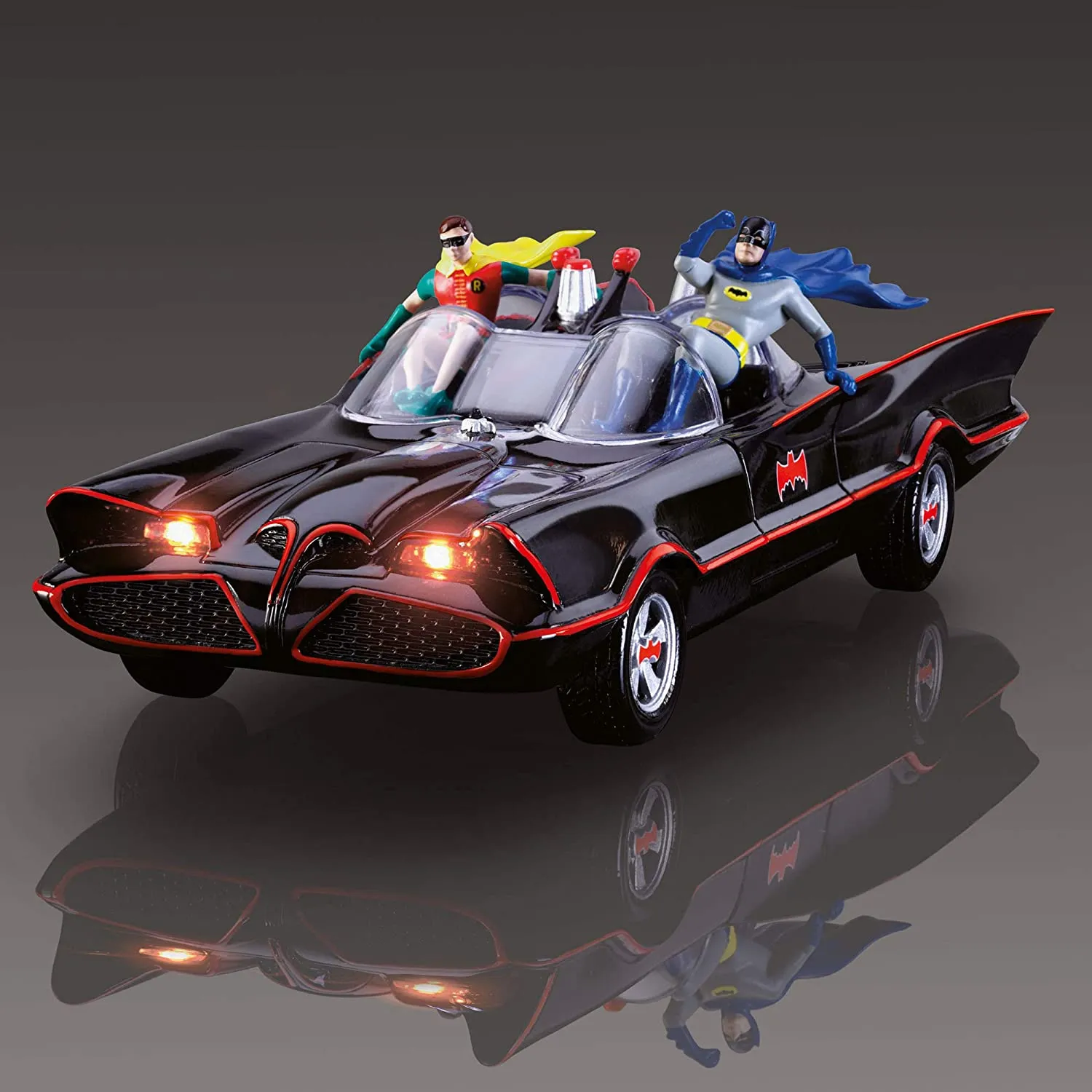 The Bradford Exchange Batman and Robin Classic TV Series Handcrafted Batmobile Sculpture With Lights and Music Plays the Shows Theme Song 8.25"-Inches
